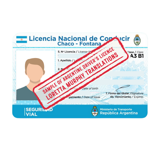 Argentine Driver's Licence - Certified Translation