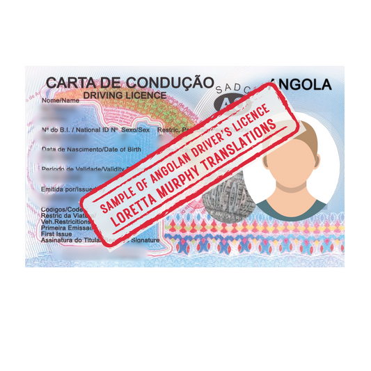 Angolan Driver's Licence - Certified Translation