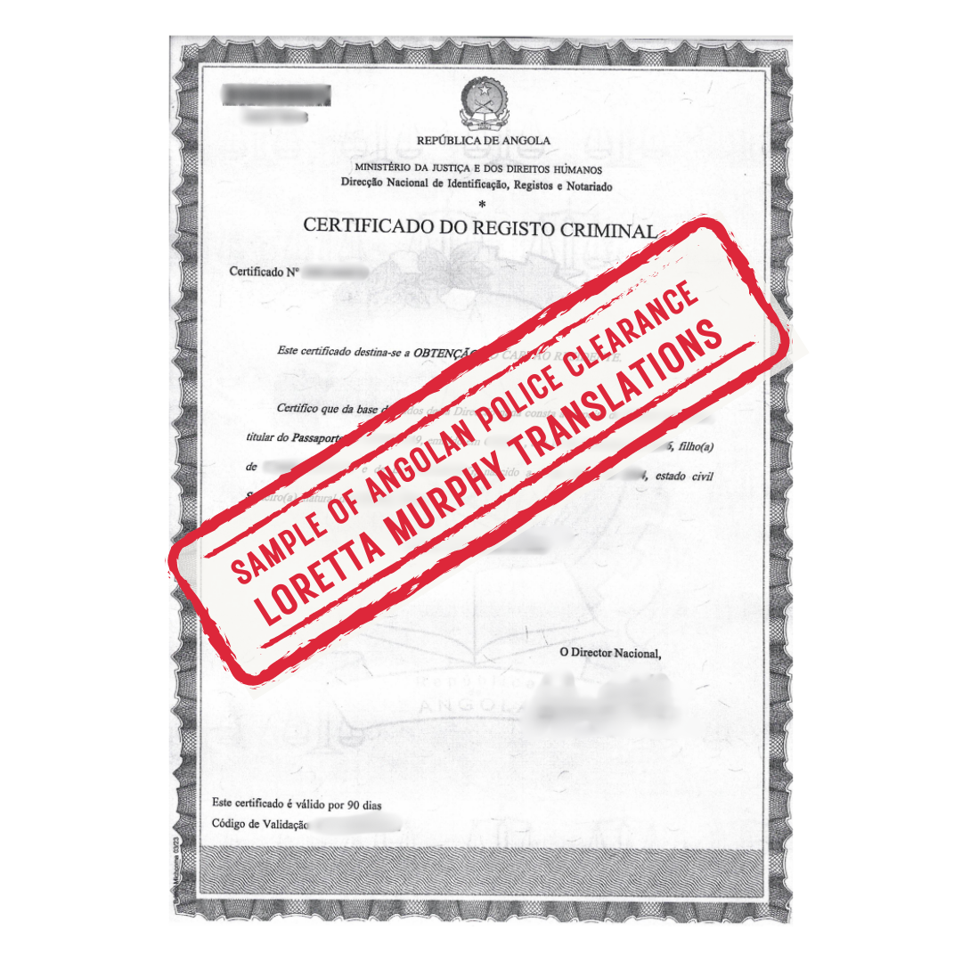 Angolan Police Clearance from Angola