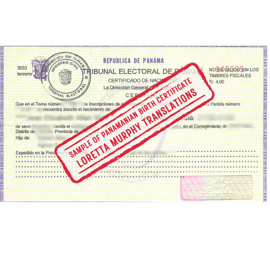 Panamanian Birth Certificate - Certified Translation
