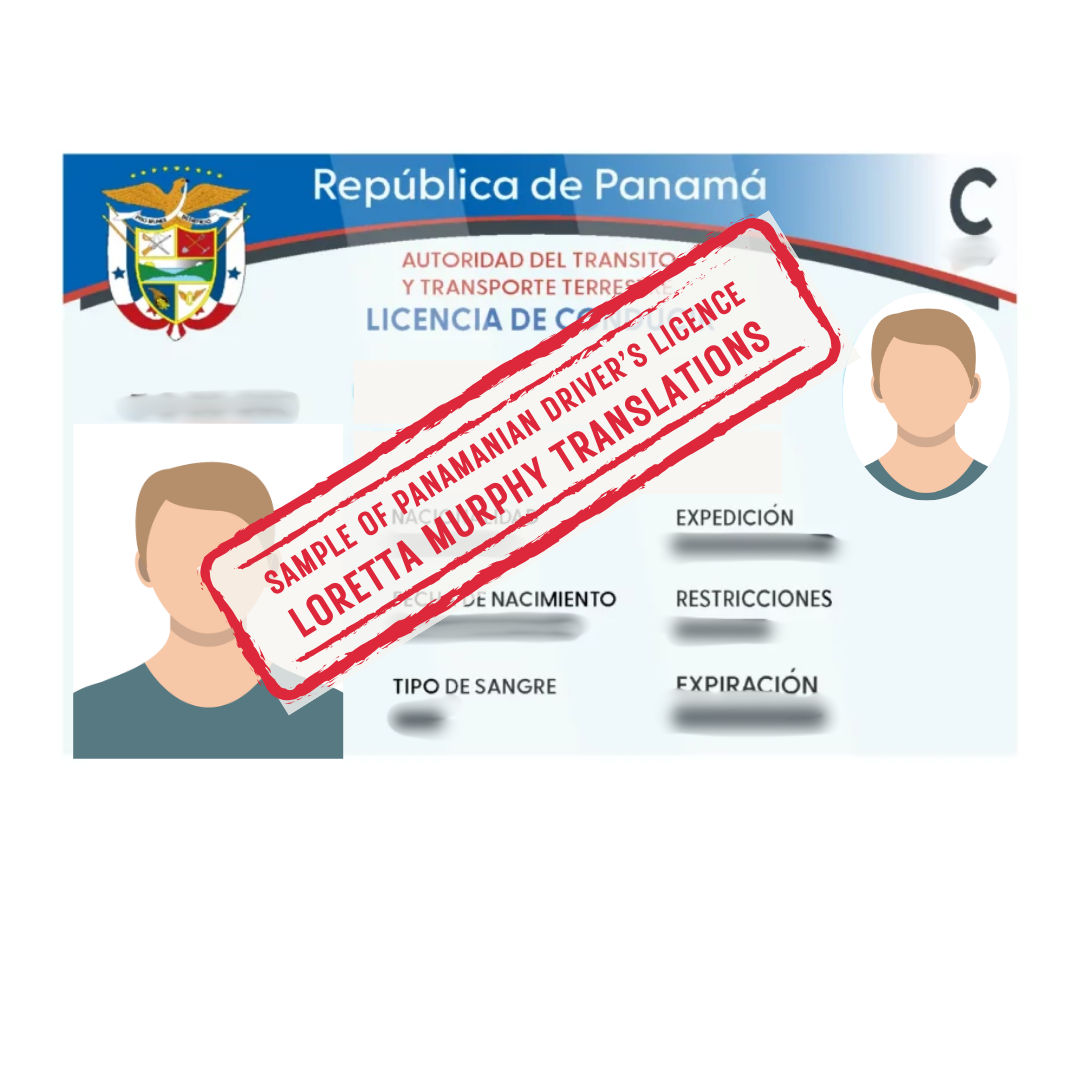 Panamanian Driver's Licence from Panama for Certified Translation.