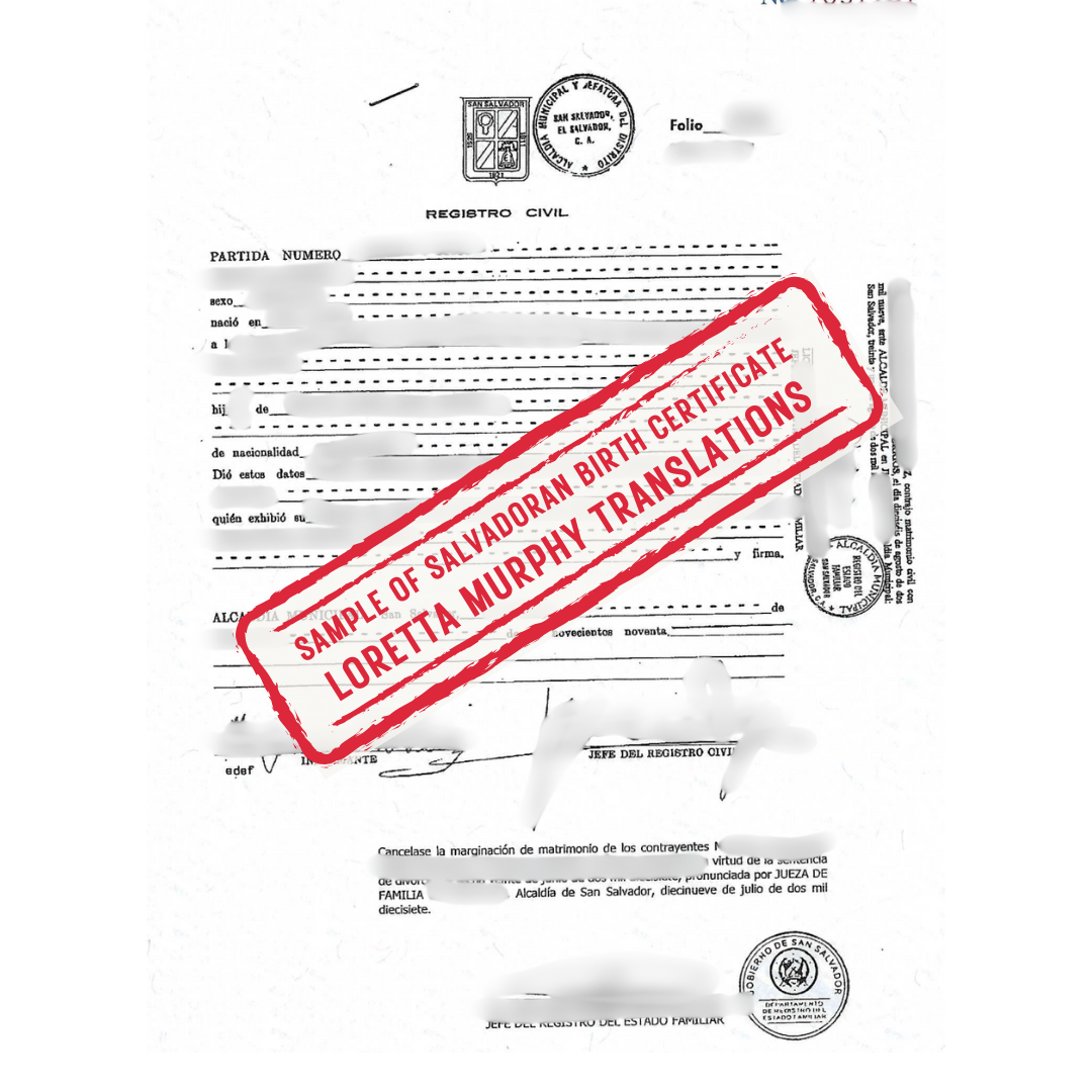Salvadoran Birth Certificate