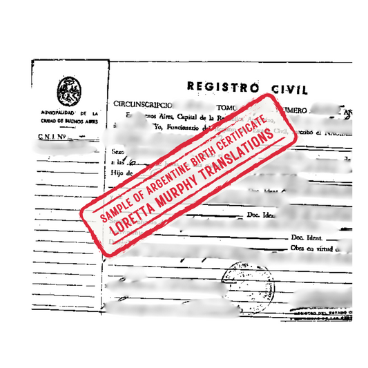 Argentine Birth Certificate - Certified Translation
