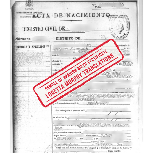 Spanish Birth Certificate - Certified Translation