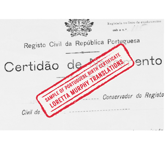 Portuguese Birth Certificate - Certified Translation