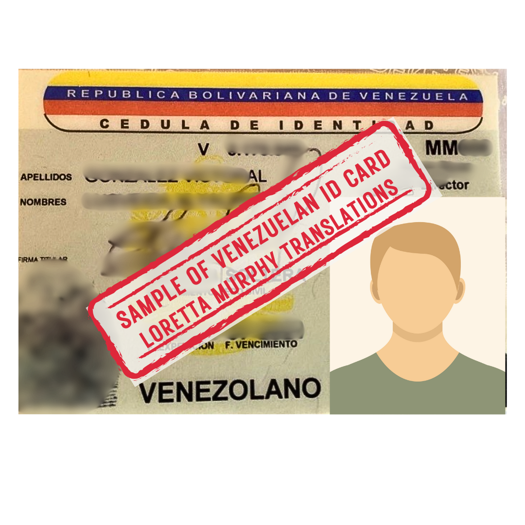 Venezuelan ID Card from Venezuela for Certified Translation.