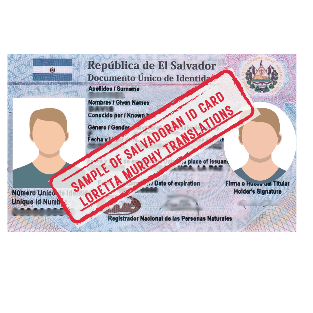 Salvadoran ID Card - Certified Translation