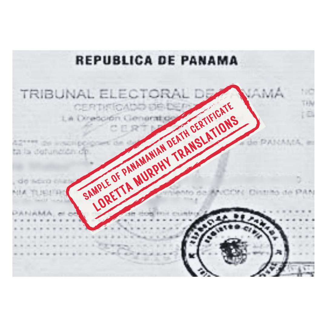 Panamanian Death Certificate from Panama for Certified Translation.