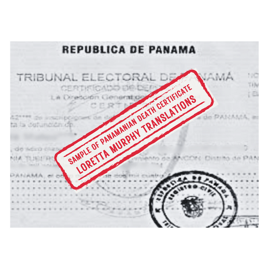 Panamanian Death Certificate-  Certified Translation
