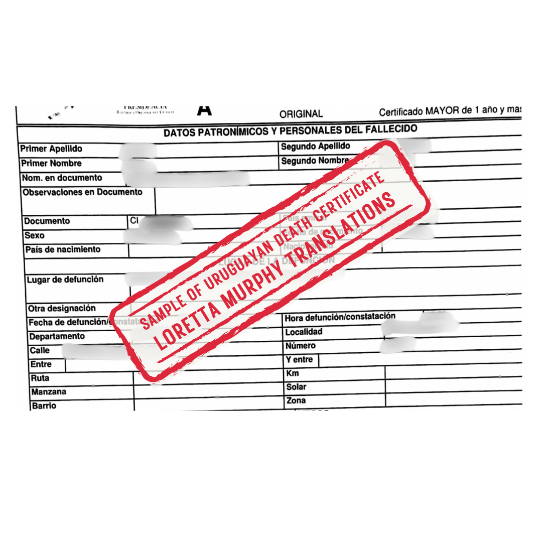 Uruguayan Death Certificate - 1 page - Certified Translation