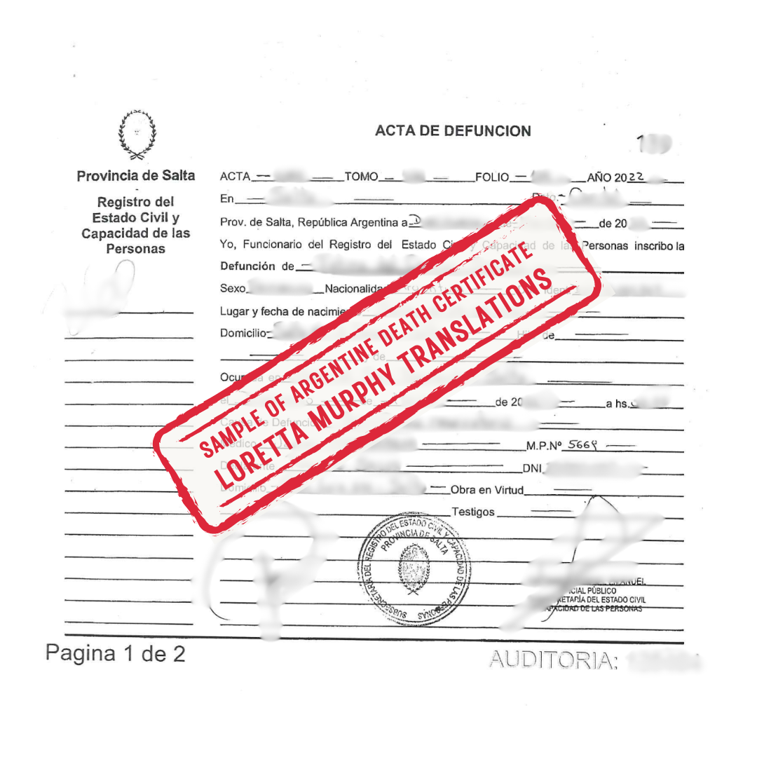 Argentine Death Certificate from Argentina