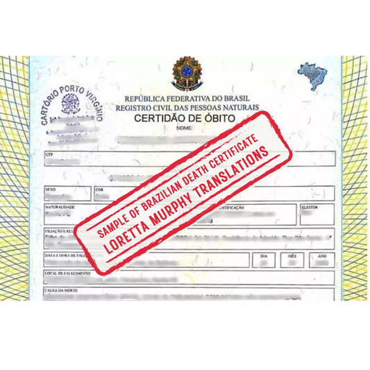 Brazilian Death Certificate-  Certified Translation