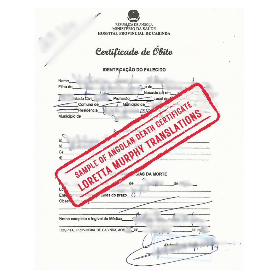 Angolan Death Certificate