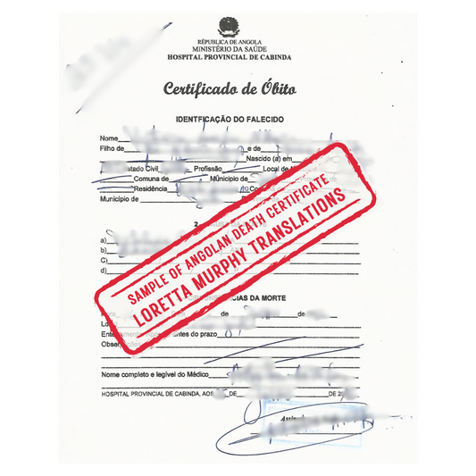 Angolan Death Certificate- Certified Translation