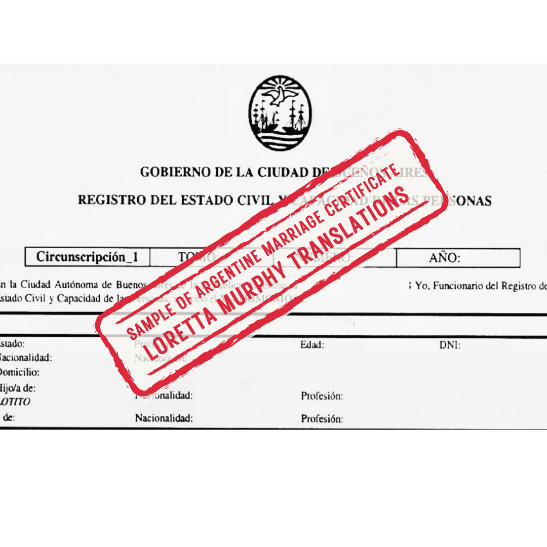 Argentine Marriage Certificate from Argentina