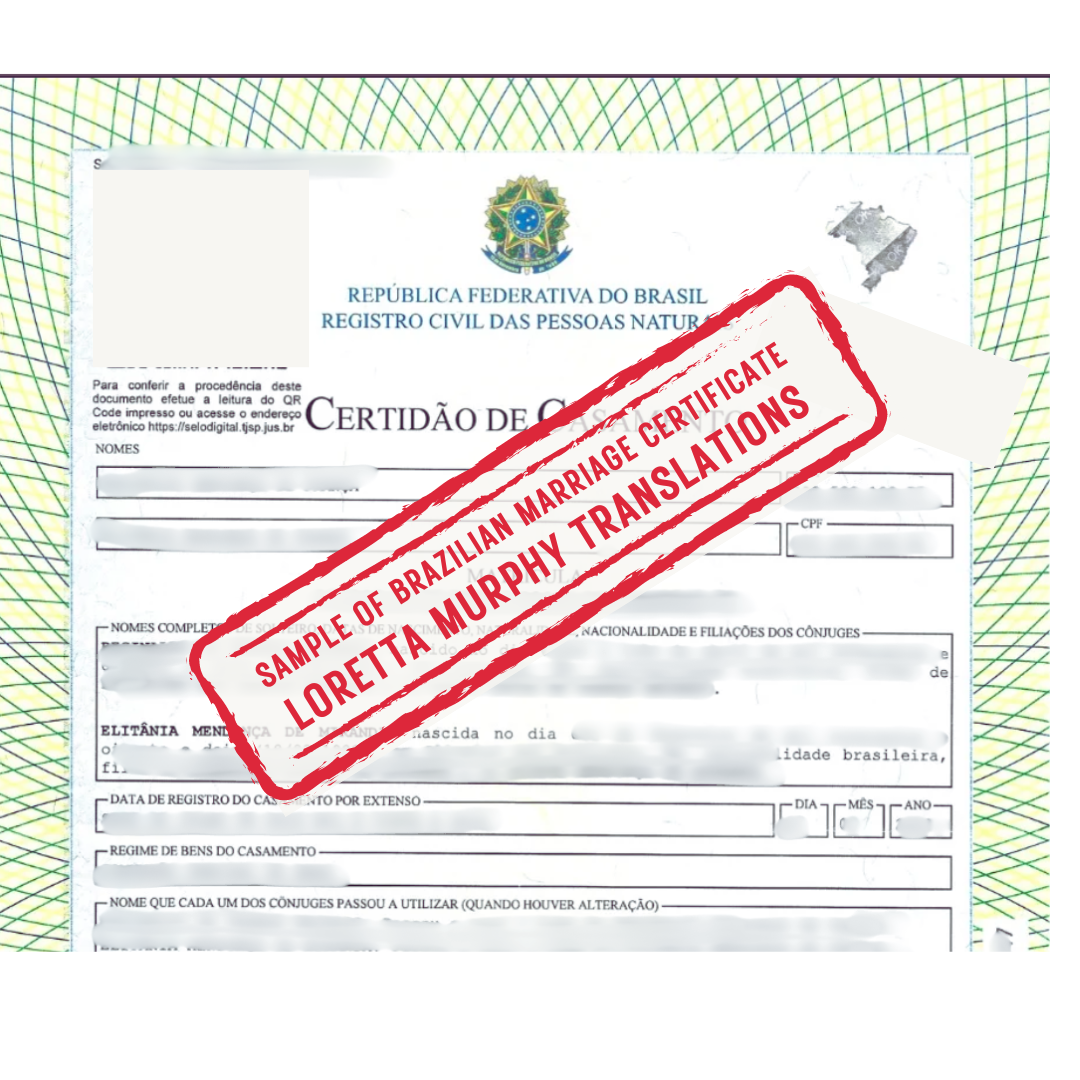 Brazilian Marriage Certificate from Brazil. Certidao de Casamento do Brasil.