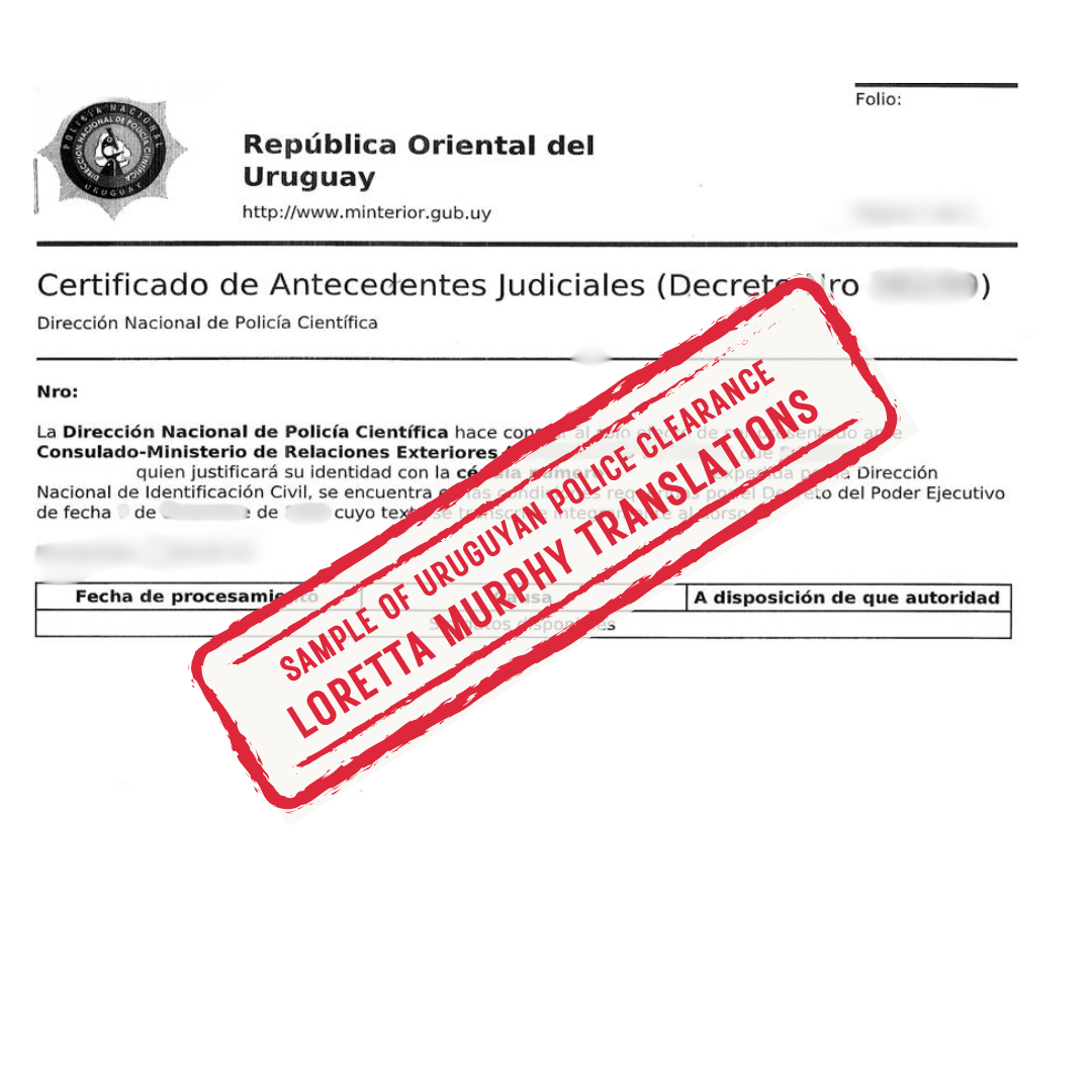 Uruguayan Police Clearance - 1 page - Certified Translation