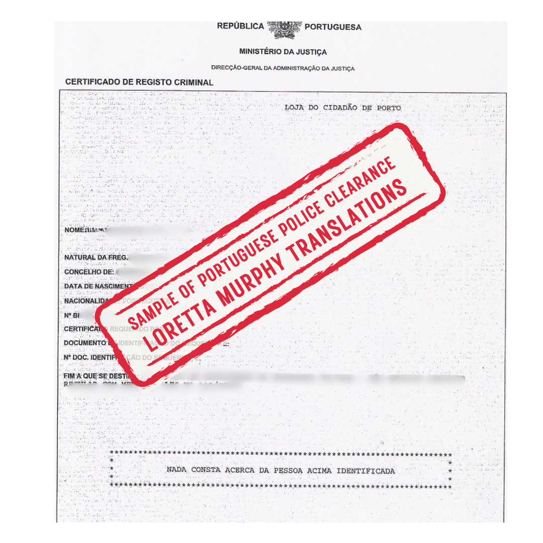 Portuguese Police Clearance - 1 page - Certified Translation