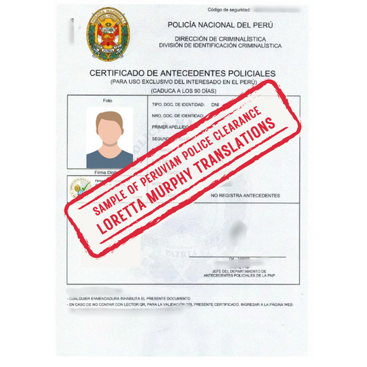 Peruvian Police Clearance - 1 page - Certified Translation