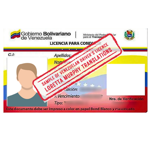 Venezuelan Driver's Licence - Certified Translation