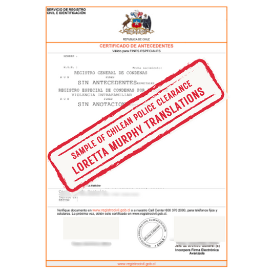 Chilean Police Clearance - Certified Translation