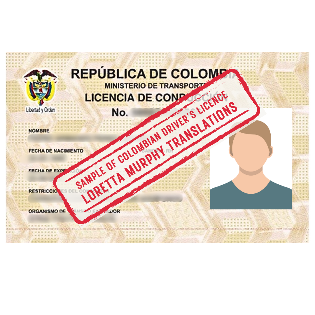 Colombian Driver's Licence from Colombia for Certified Translation.