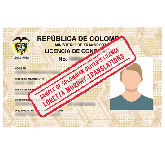 Colombian Driver's Licence - Certified Translation