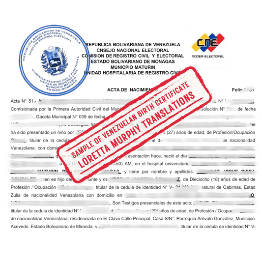 Venezuelan Birth Certificate - Certified Translation
