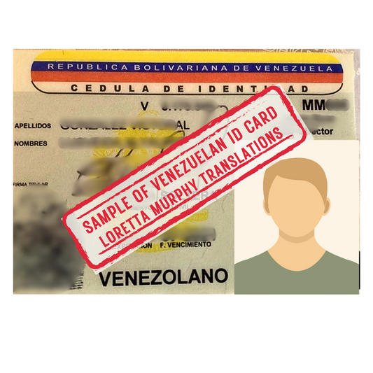 Venezuelan ID Card - Certified Translation