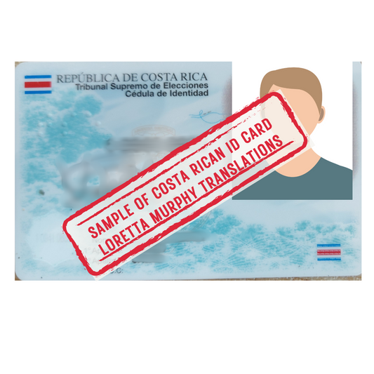 Costa Rican ID Card - Certified Translation