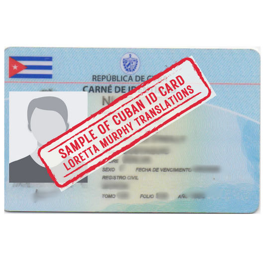 Cuban ID Card - Certified Translation