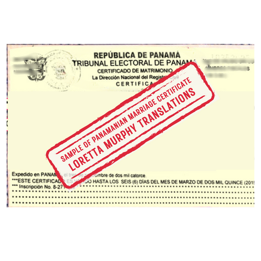 Panamanian Marriage Certificate - 1 page - Certified Translation