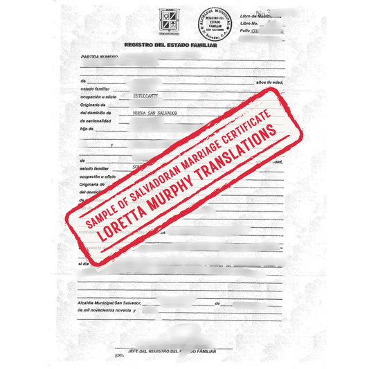 Salvadoran Marriage Certificate - 1 page - Certified Translation