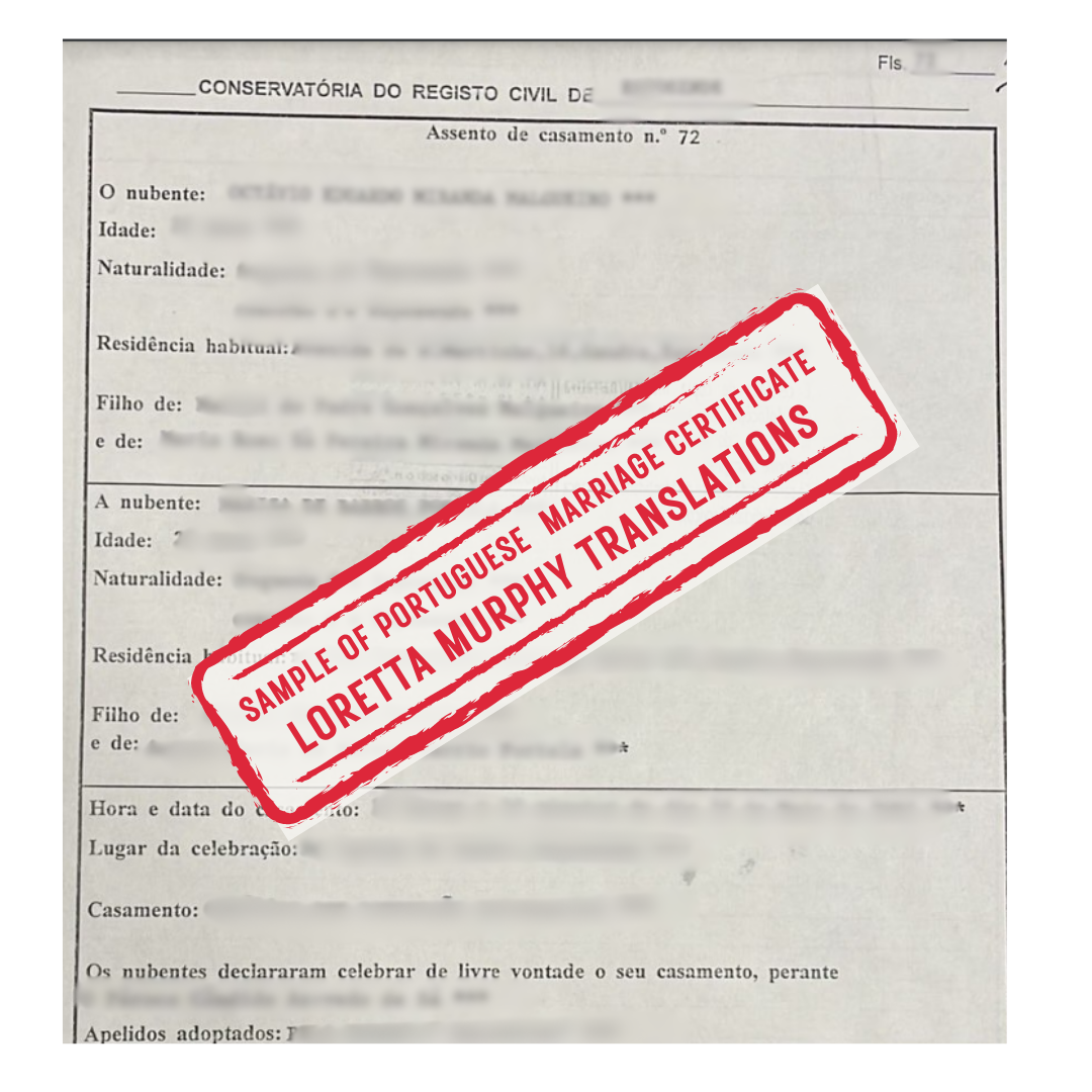 Portuguese Marriage Certificate - 3 pages - Certified Translation