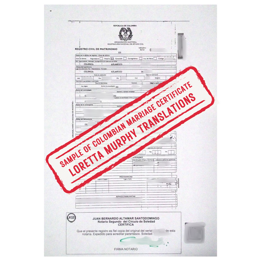 Colombian Marriage Certificate - Certified Translation