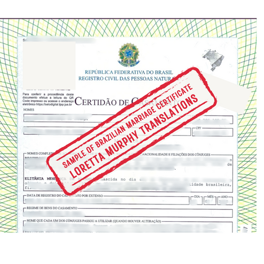 Brazilian Marriage Certificate - 2 pages - Certified Translation