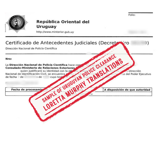 Uruguayan Police Clearance - 1 page - Certified Translation