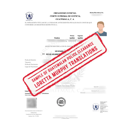 Guatemalan Police Clearance - 1 page - Certified Translation