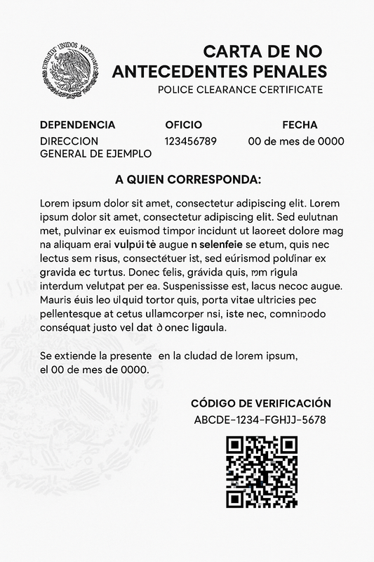 Mexican Police Clearance - 1 page - Certified Translation