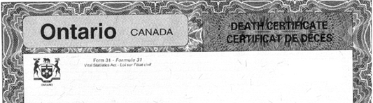 Ontario Death Certificate - 1 page - Certified Translation